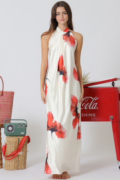 MOCK NECK SLEEVELESS BACKLESS MAXI DRESS