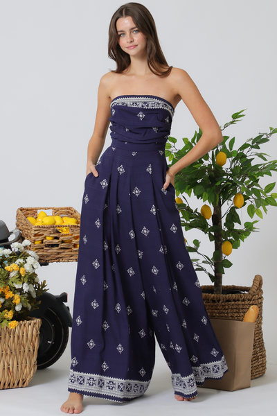 TUBE TIE BACK CHEST ELASTIC BACK WAISTED JUMPSUIT 