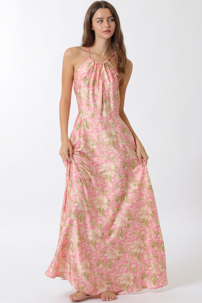 HALTER THIN ADJUSTABLE STRAP MAXI DRESS