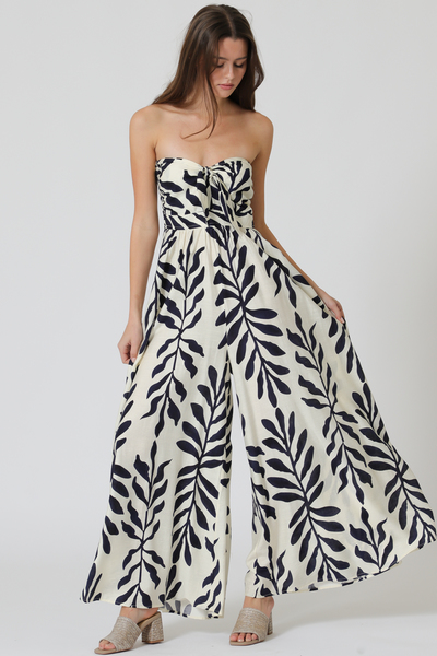 TUBE TIE FRONT CHEST SMOCKED BACK TOP JUMPSUIT