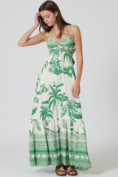 THIN ADJUSTABLE STRAP ELASTIC BACK MAXI DRESS