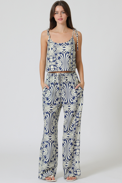 SHOULDER TIE TOP W/ PANTS SET