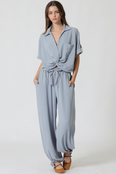 C.F TWISTED TOP & LONG PANTS SET