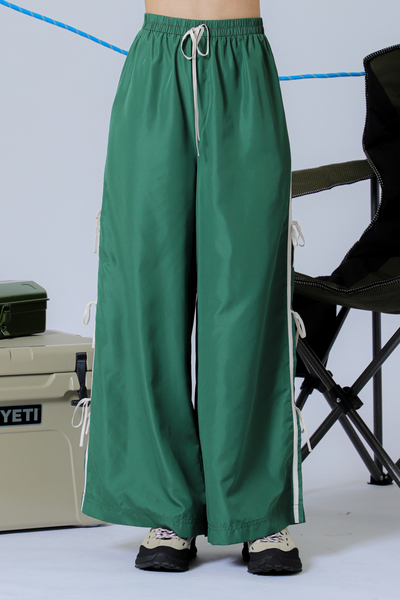 SIDE TIE DETAIL WIDE PANTS