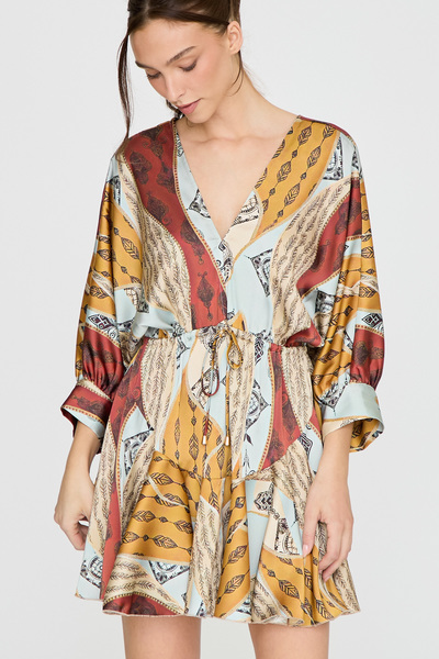 [REORDER] PRINTED DRAWSTRING WAIST MINI DRESS