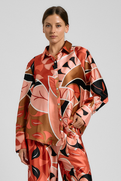 ABSTRACT PRINT BUTTON-DOWN SHIRT & PANT SET